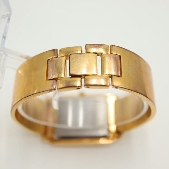 Joan Rivers Gold Tone Black Dial Womens Tank Watch Cuff Bracelet w New Battery - Picture 10 of 13